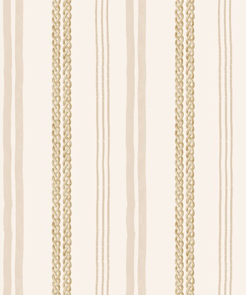Carta da parati Righe verticali beige e ornamento a doppia treccia, Parati geometrica classici, Parati geometrica a righe classici, a01253 : Uwalls.it