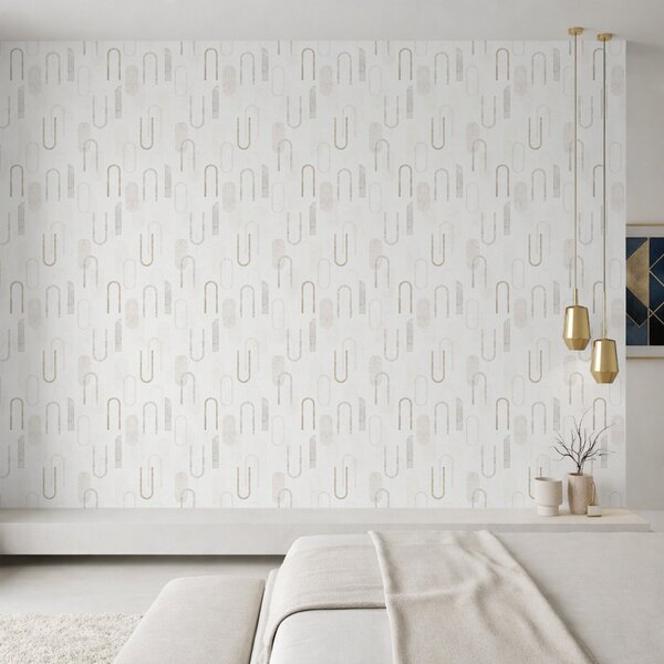 Carta da parati Motivo geometrico leggero con archi beige, Parati astratta classici, a01256 : Uwalls.it