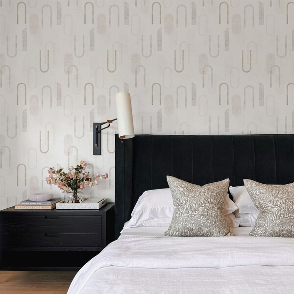 Carta da parati Motivo geometrico leggero con archi beige, Parati astratta classici, a01256 : Uwalls.it