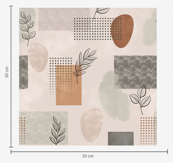 Carta da parati Composizione astratta con foglie e forme geometriche, Parati astratta classici, a01257 : Uwalls.it