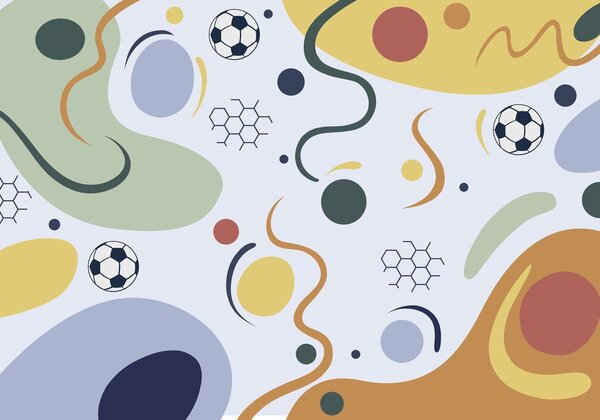 Carta da parati Forme astratte, palloni da calcio, linee e cerchi, Fotomurali Sport, w05142v2 : Uwalls.it