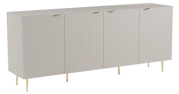 Credenza con 4 ante in MDF e Acciaio Beige e Dorato - YESINIA