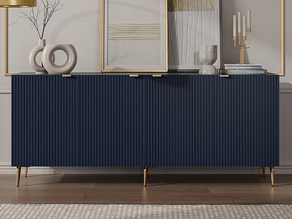 Credenza con 4 ante in MDF e Acciaio Blu e Dorato - YESINIA