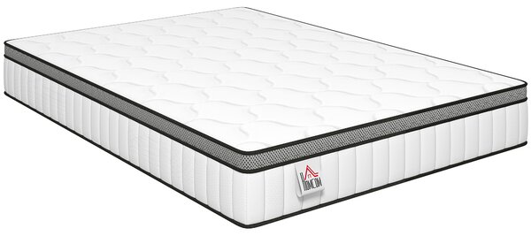 HOMCOM Materasso a Molle Insacchettate, 7 Zone Memory Foam Infusa al Gel Rinfrescante, 190x140x20 cm, Bianco | Aosom Italy