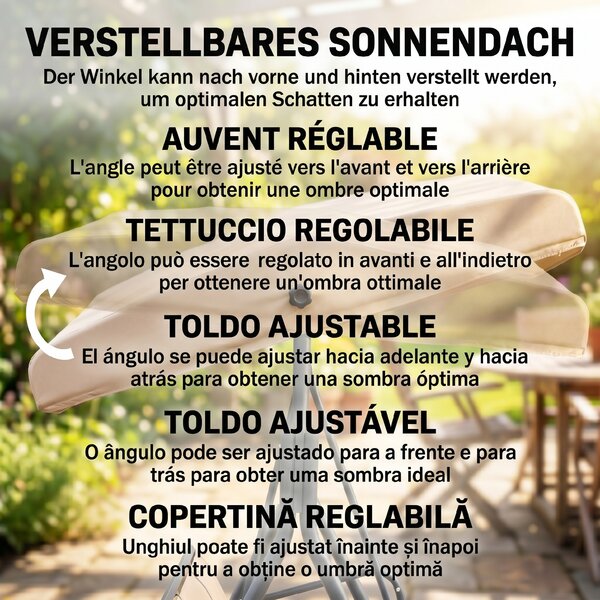 Outsunny Dondolo da Giardino a 3 Posti con Tettuccio, Seduta Traspirante e Telaio in Acciaio, Beige | Aosom Italy