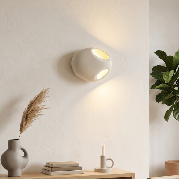Lampada da parete Japandi crema rotonda 28 cm - Pietra