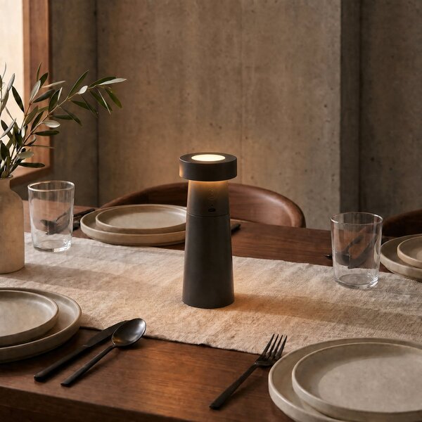 Lampade da tavolo Lucande, Pepper, Grigio, Sala da pranzo, Plastica, Moderno