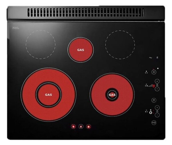 Samet Piano Cottura a Gas 5 Fuochi Larghezza 58,5 cm in Vetroceramica colore Nero - Vitrogas5300W