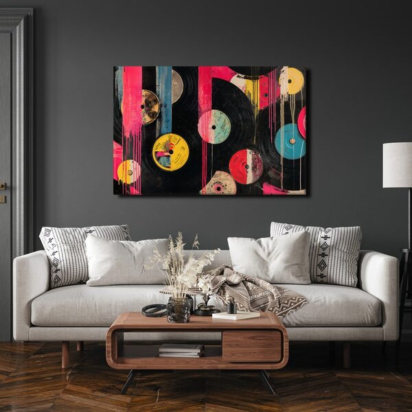 Quadro su tela – Dischi in vinile street art