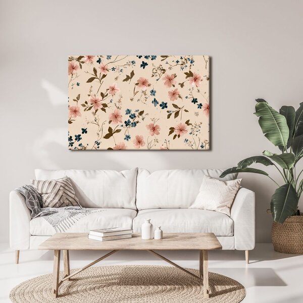 Quadro su tela – Fiori pastello su sfondo beige