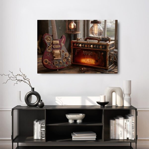 Quadro su tela – Chitarra con amplificatore retrò