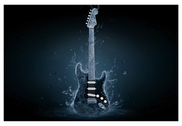Quadro su tela – Chitarra elettrica in blu