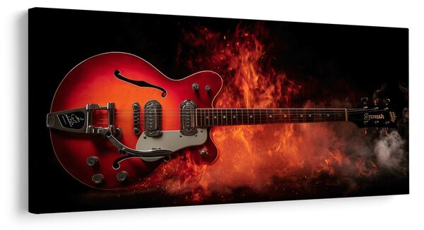 Quadro su tela – Chitarra elettrica in fuoco