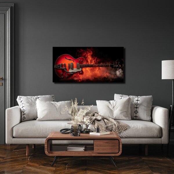 Quadro su tela – Chitarra elettrica in fuoco