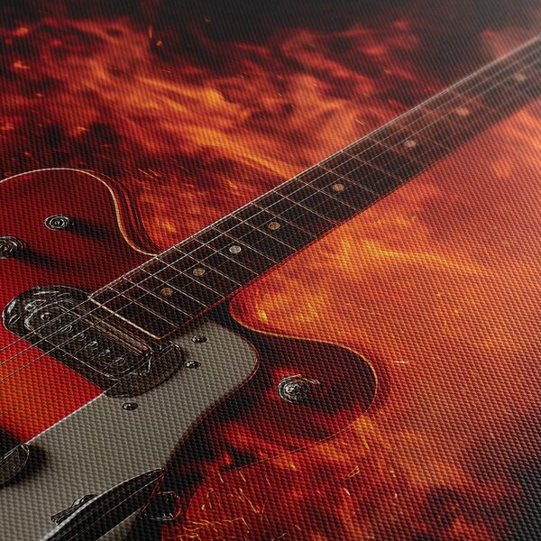 Quadro su tela – Chitarra elettrica in fuoco