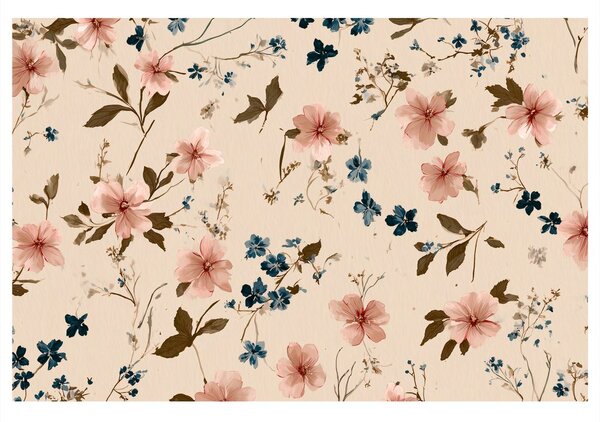 Quadro su tela – Fiori pastello su sfondo beige