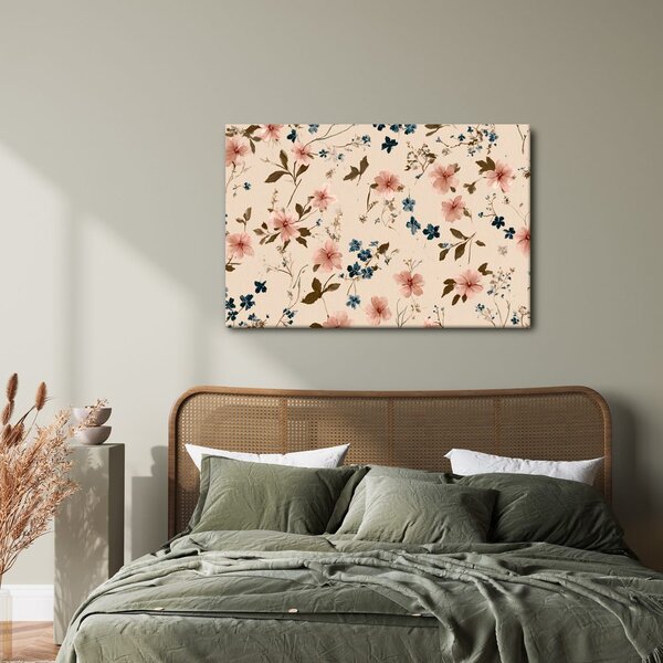 Quadro su tela – Fiori pastello su sfondo beige