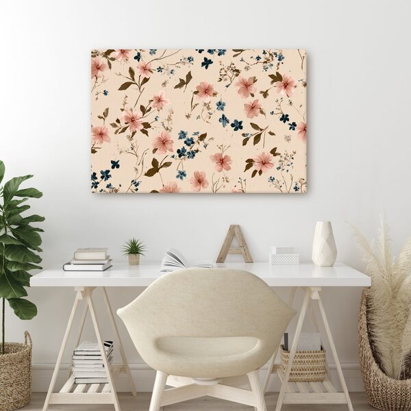 Quadro su tela – Fiori pastello su sfondo beige