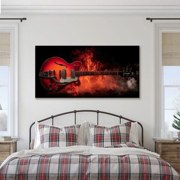 Quadro su tela – Chitarra elettrica in fuoco