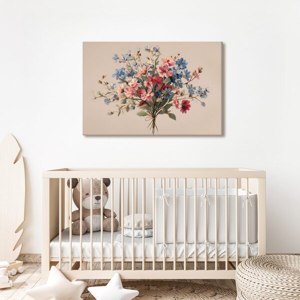 Quadro su tela – Bouquet di fiori blu e rosa
