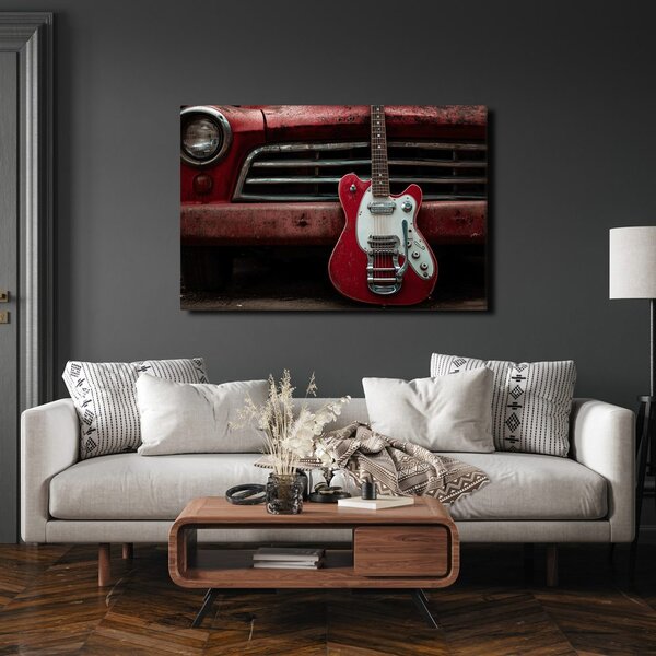 Quadro su tela – Chitarra vintage e auto d'epoca