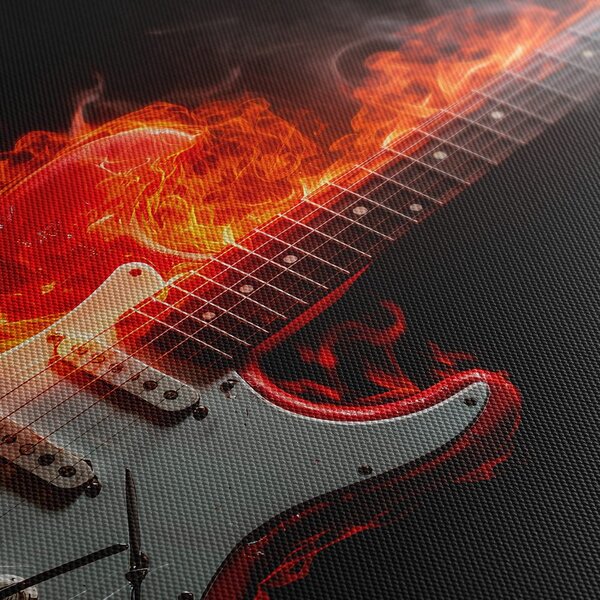 Quadri 5 pezzi – Chitarra infuocata tra le fiamme