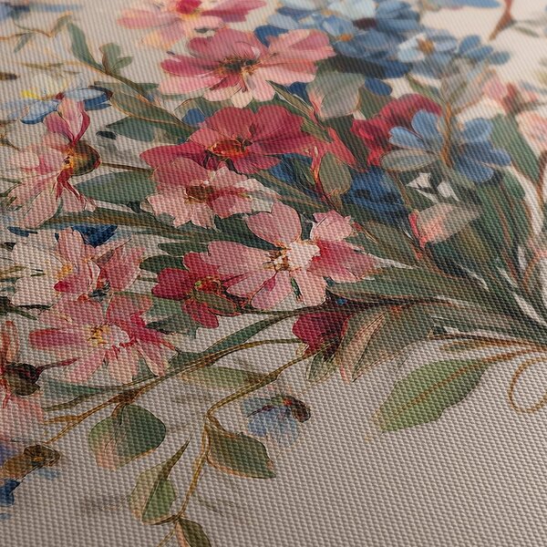 Quadro su tela – Bouquet di fiori blu e rosa