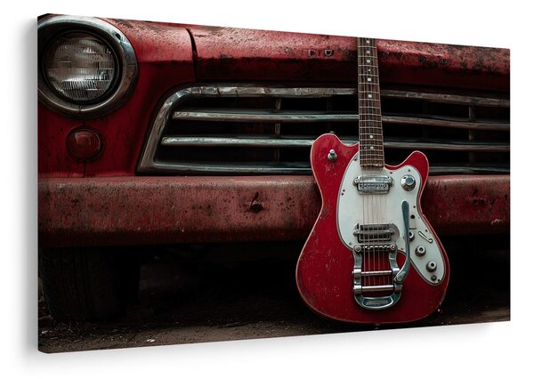 Quadro su tela – Chitarra vintage e auto d'epoca