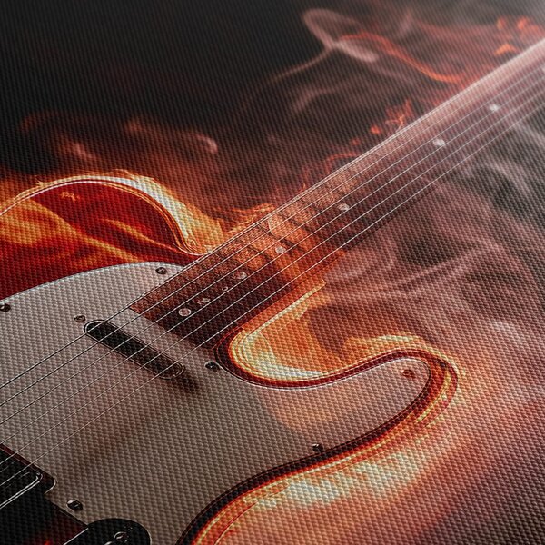 Quadro su tela – Chitarra ardente tra le fiamme