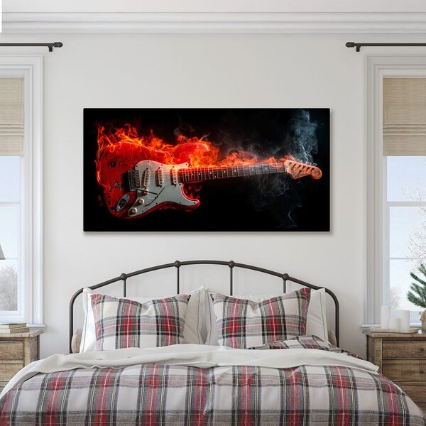 Quadro su tela – Chitarra elettrica e fuoco