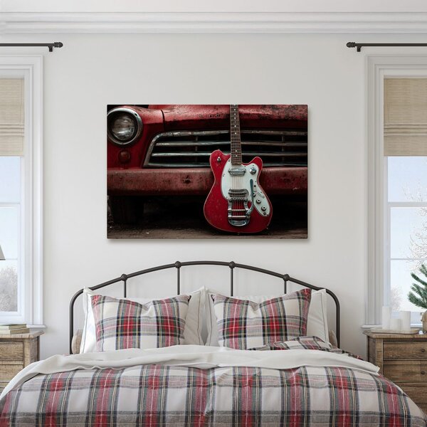 Quadro su tela – Chitarra vintage e auto d'epoca