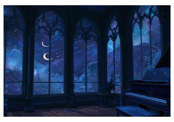Quadro su tela – Cielo notturno oltre la finestra