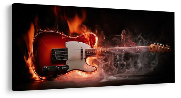 Quadro su tela – Chitarra ardente tra le fiamme