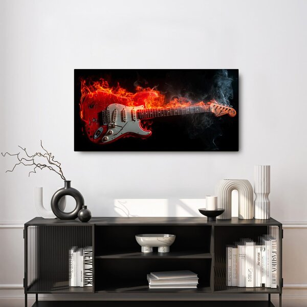 Quadro su tela – Chitarra elettrica e fuoco