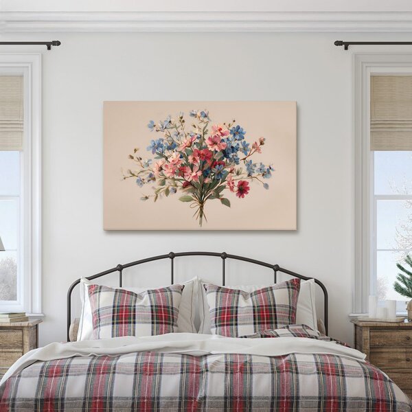 Quadro su tela – Bouquet di fiori blu e rosa