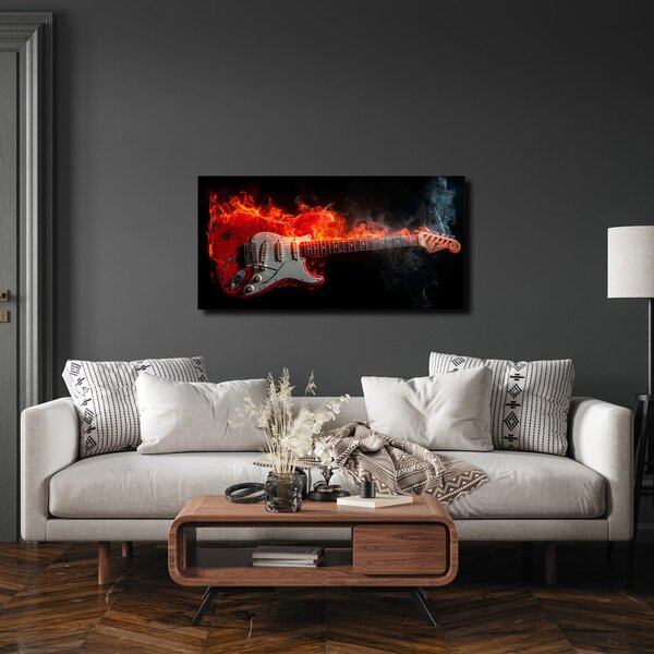 Quadro su tela – Chitarra elettrica e fuoco