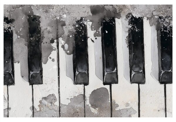 Quadro su tela – Tasti musicali in bianco e nero