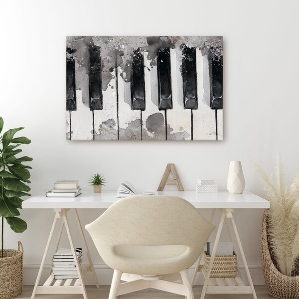 Quadro su tela – Tasti musicali in bianco e nero