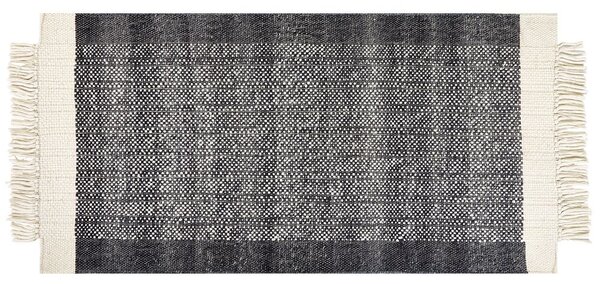 Tappeto in lana bianco sporco nero 80 x 150 cm fatto a mano con nappe moderne Beliani