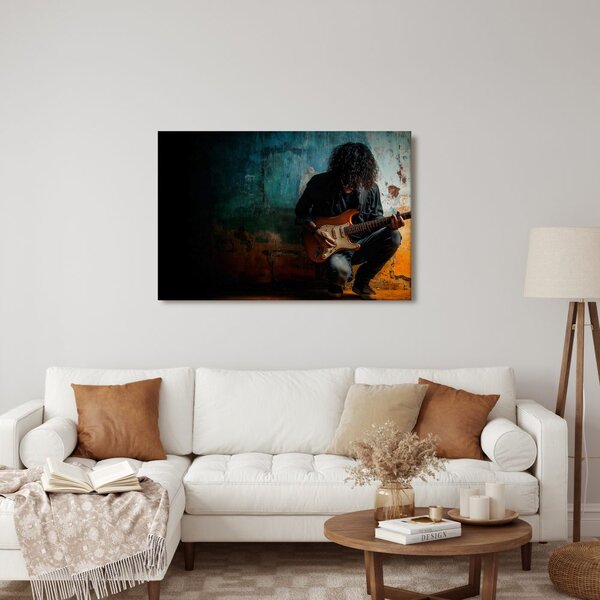 Quadro su tela – Chitarrista in atmosfera oscura