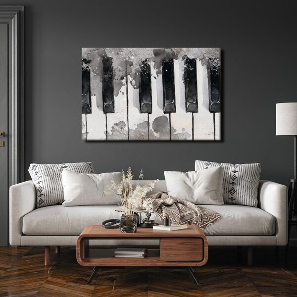 Quadro su tela – Tasti musicali in bianco e nero