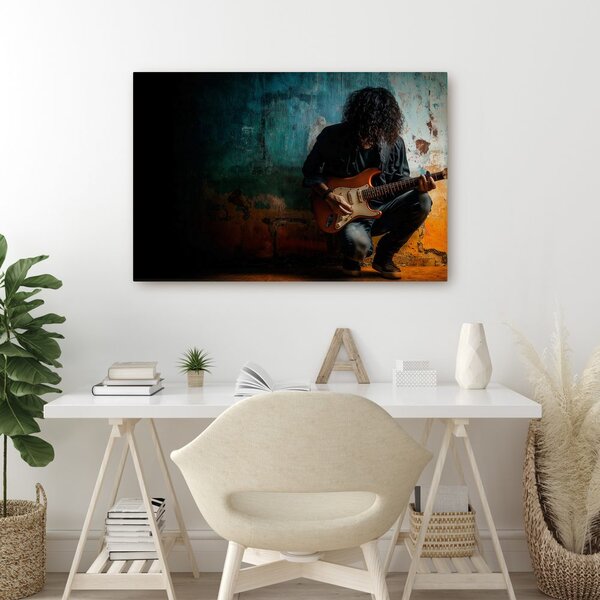 Quadro su tela – Chitarrista in atmosfera oscura