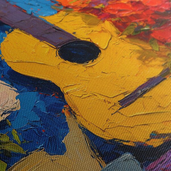 Quadro su tela – Chitarra e vaso di fiori