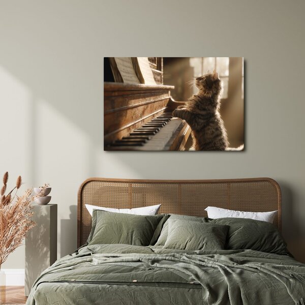 Quadro su tela – Gatto e pianoforte