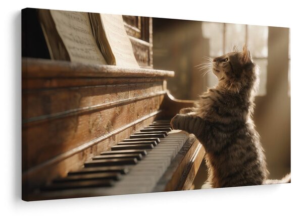 Quadro su tela – Gatto e pianoforte