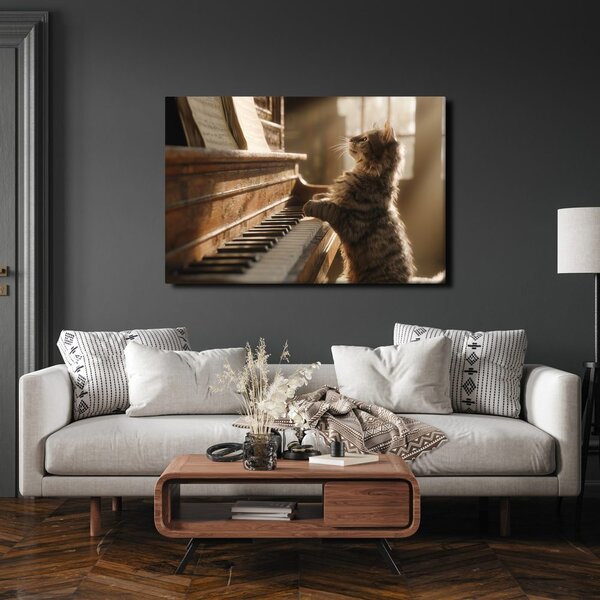 Quadro su tela – Gatto e pianoforte