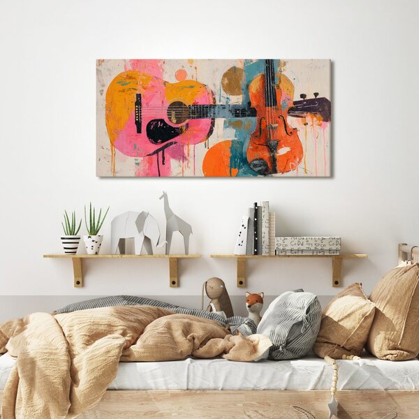 Quadro su tela – Chitarra e violino colorati