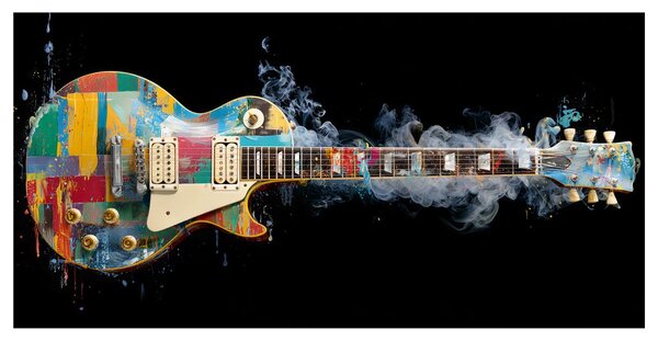 Quadro su tela – Chitarra elettrica colorata
