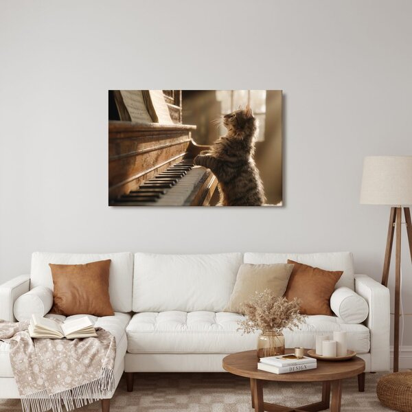 Quadro su tela – Gatto e pianoforte