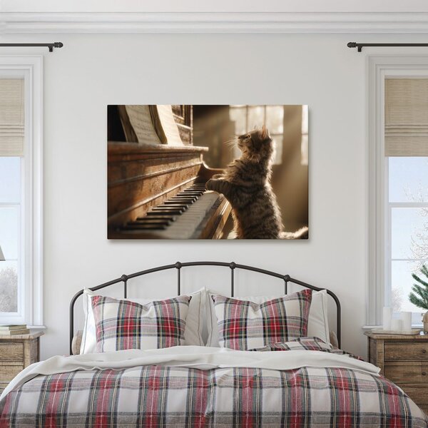Quadro su tela – Gatto e pianoforte